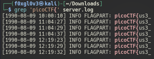 Log Hunt - Grep beginning of flag